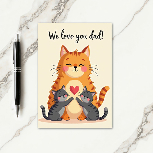 Sweet Orange Cat Fathers Day Card
