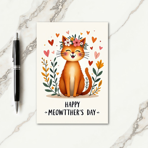 Sweet Orange Cat Mothers Day Card