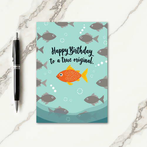 Sweet Orange Fish Birthday Card