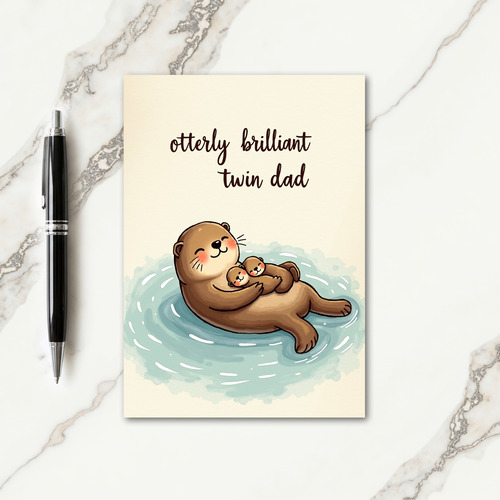 Sweet Otterly Twin Dads Day Card