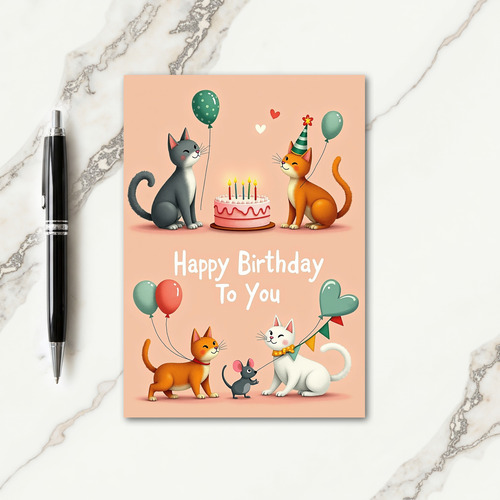Sweet Pastel Cats Card