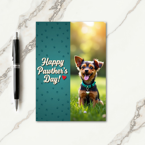 Sweet Pawthers Day Teal Print Card