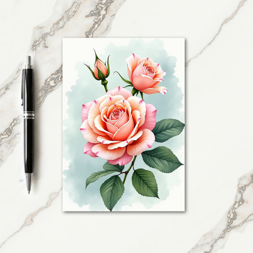 Sweet Peach Flower Birthday Card