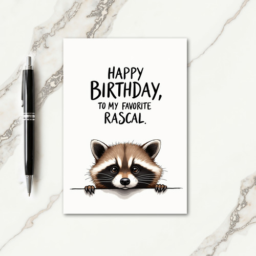 Sweet Peeking Creature Birthday Card
