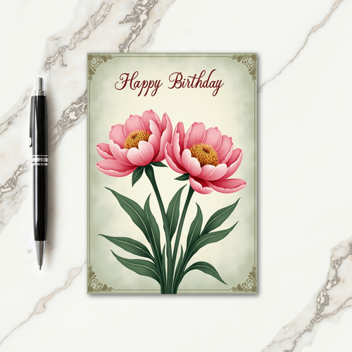Sweet Peony Birthday Card