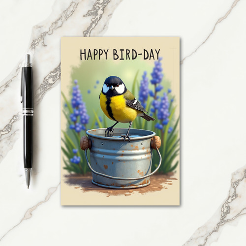Sweet Perched Bird Birthday Card