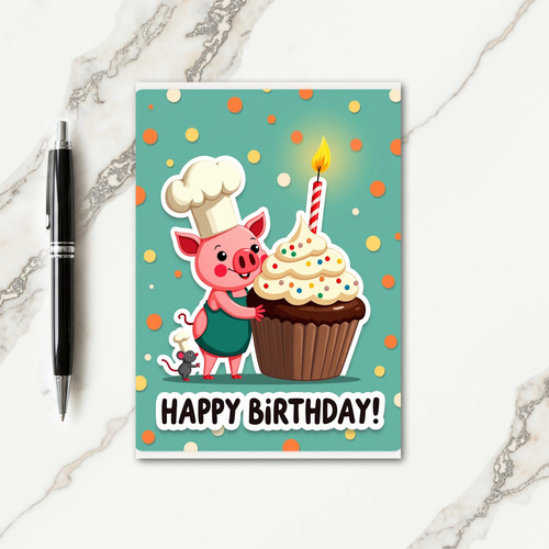 Sweet Pig Birthday Card