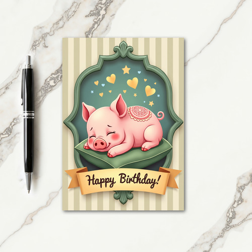 Sweet Piglet Birthday Card