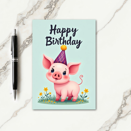 Sweet Pink Animal Birthday Card