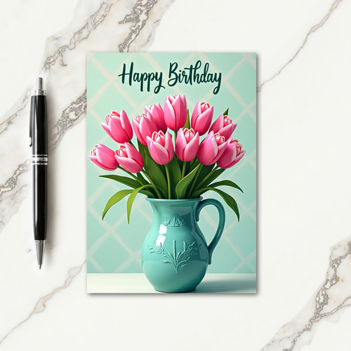 Sweet Pink Blooms Birthday Card