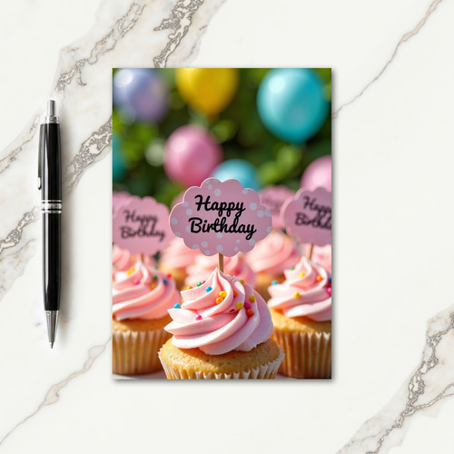 Sweet Pink Cakes Birthday Card