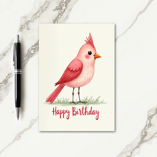 Sweet Pink Crested Bird Card