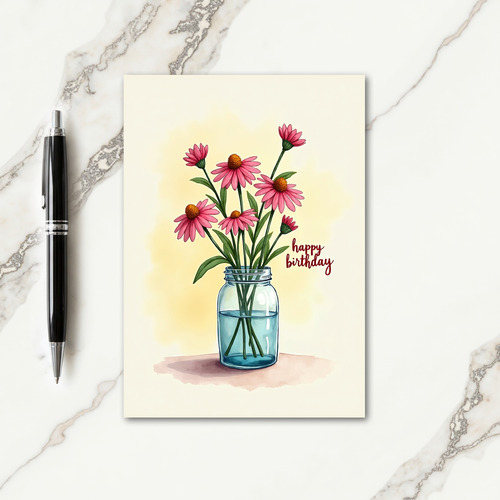 Sweet Pink Daisy Birthday Card