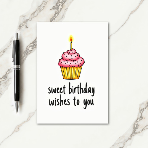 Sweet Pink Frosted Cupcake Card