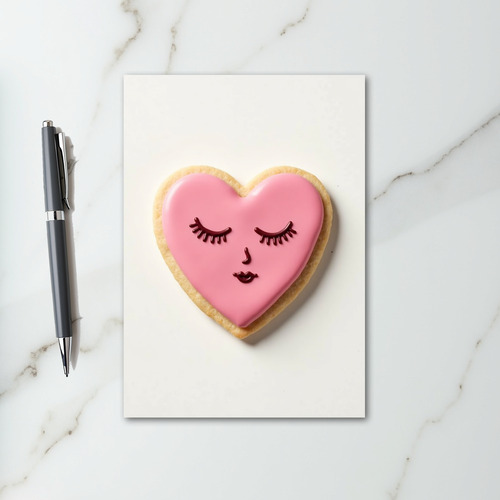 Sweet Pink Heart Cookie Card