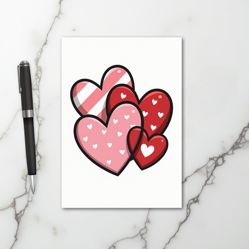 Sweet Pink Red Hearts Card