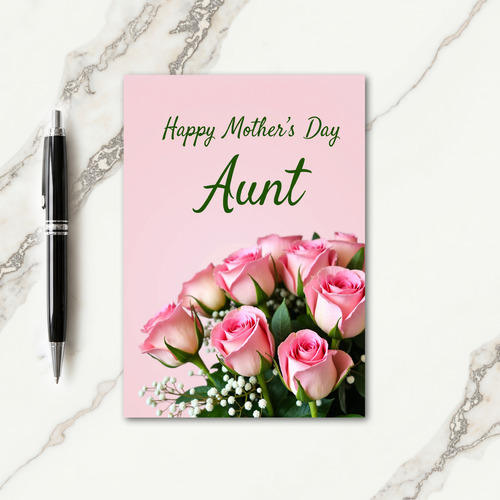 Sweet Pink Roses Mothers Day Card
