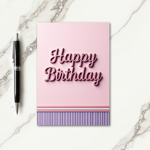Sweet Pink Script Birthday Card