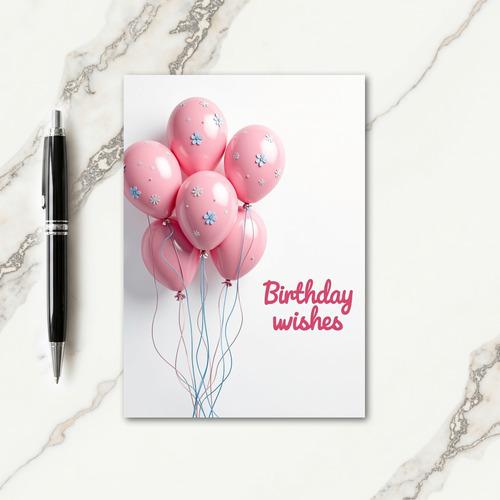 Sweet Pink Spheres Birthday Card
