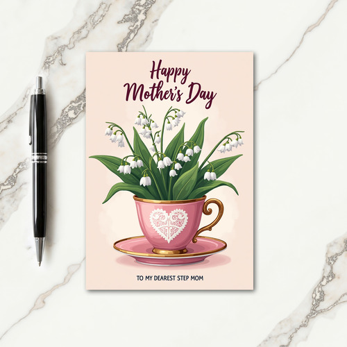 Sweet Pink Teacup Mothers Day Card
