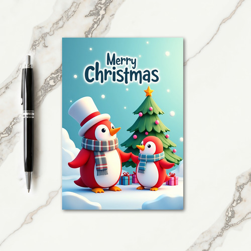 Sweet Plaid Birds Christmas Card
