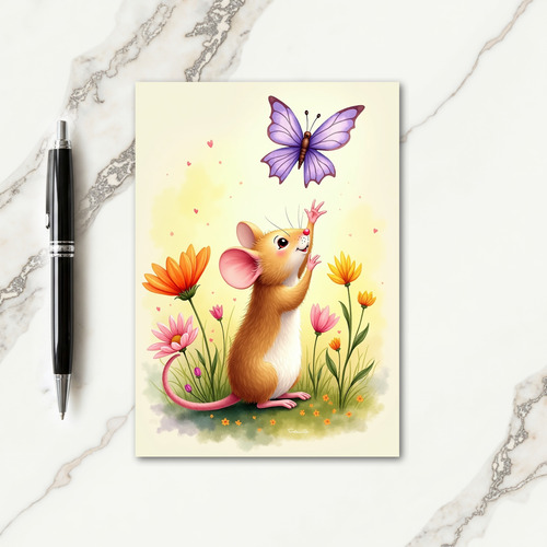 Sweet Playful Mouse Birthday Card