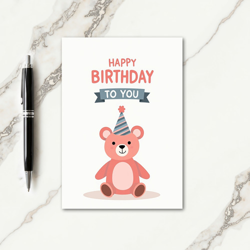 Sweet Plush Bear Birthday Card
