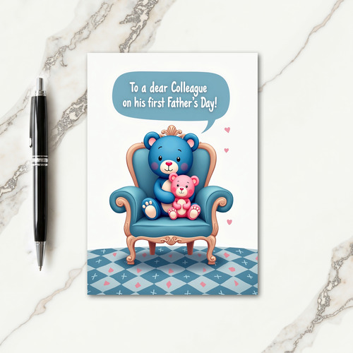 Sweet Plush Bear Fathers Day Card