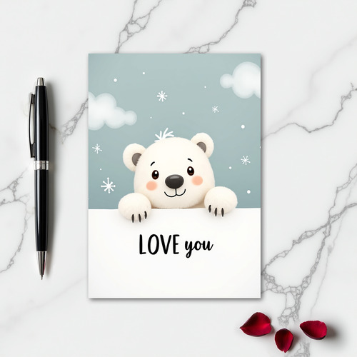 Sweet Polar Bear I Love You Card