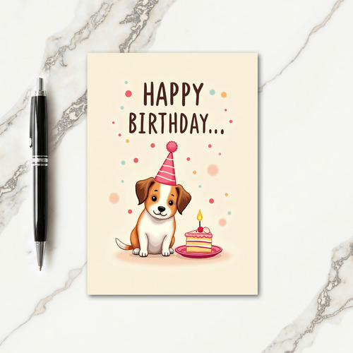 Sweet Puppy Cake Birthday Card