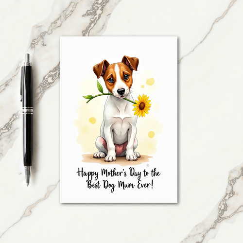 Sweet Puppy Floral Mothers Day Card