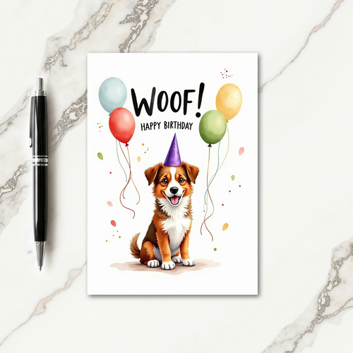 Sweet Puppy Party Hat Card