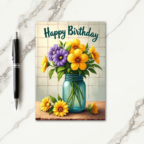 Sweet Purple Yellow Floral Card