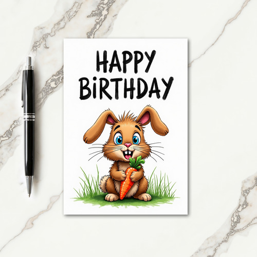 Sweet Rabbit Carrot Birthday Card