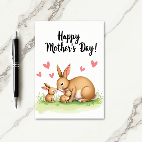 Sweet Rabbit Family Mothers Day Card