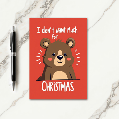 Sweet Red Bear Christmas Card