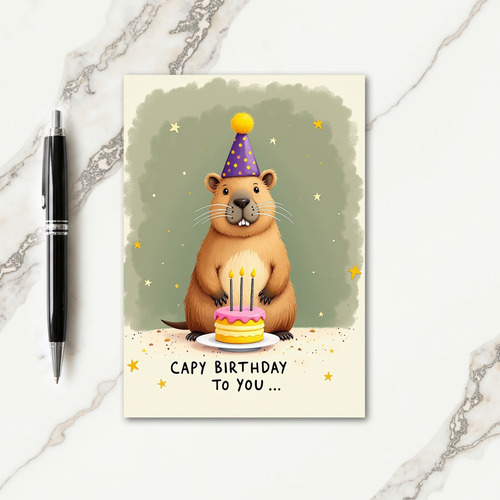 Sweet Rodent Party Hat Card