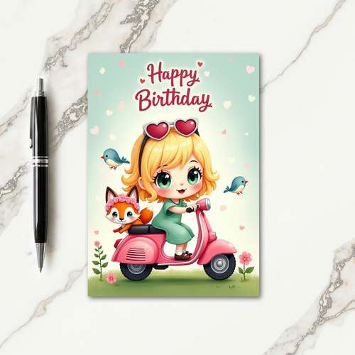 Sweet Scooter Birthday Card