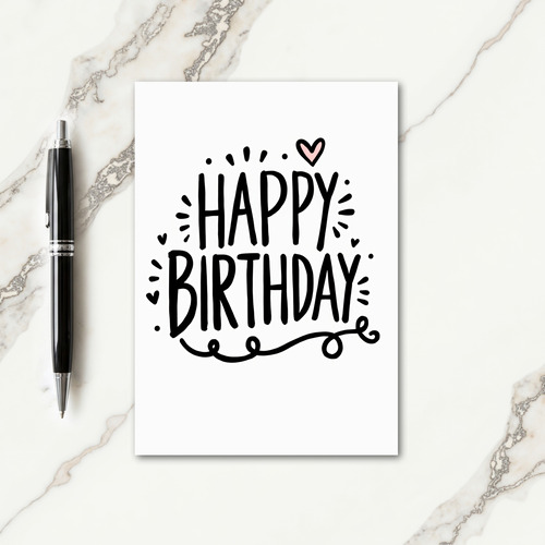 Sweet Scripted Heart Birthday Card