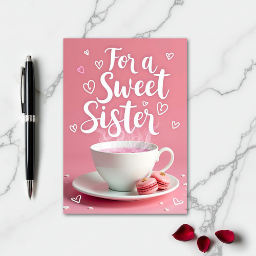 Sweet Sister Pink Hearts Card
