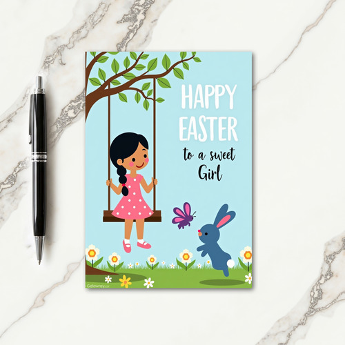 Sweet Springtime Easter Girl Card