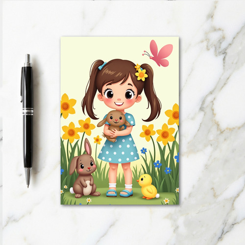 Sweet Springtime Joyful Girl Card