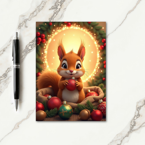 Sweet Squirrel Red Ornament Card