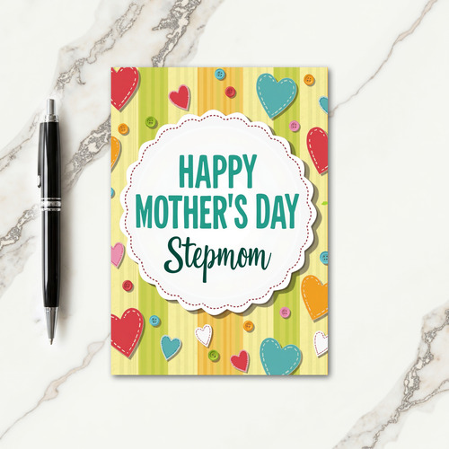 Sweet Stepmoms Day Fabric Heart Card