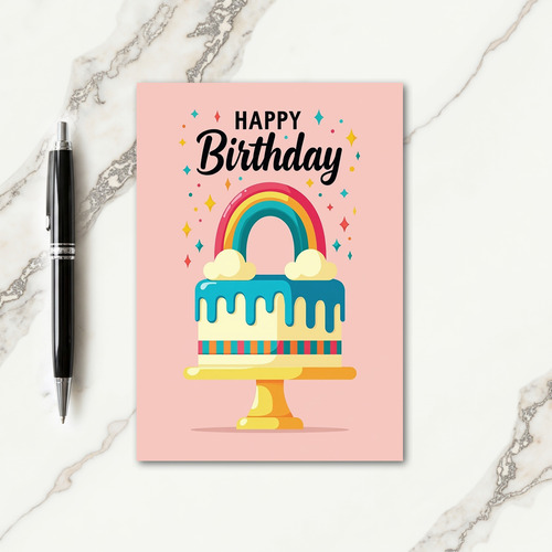 Sweet Striped Cake Birthday Card