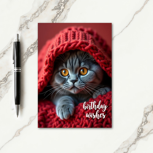 Sweet Striped Cat Birthday Card
