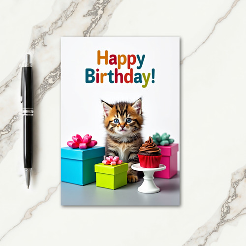 Sweet Tabby Cat Birthday Card