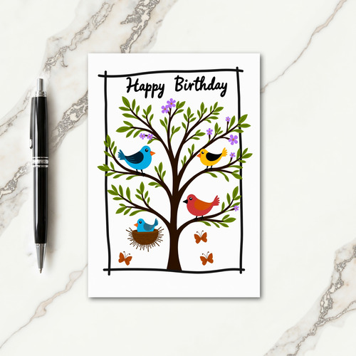 Sweet Tree Birds Birthday Card