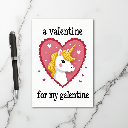 Sweet Unicorn Galentine Heart Card