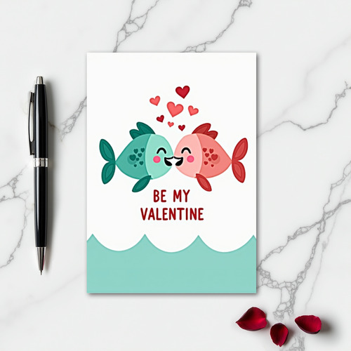 Sweet Valentine Fish Kiss Card